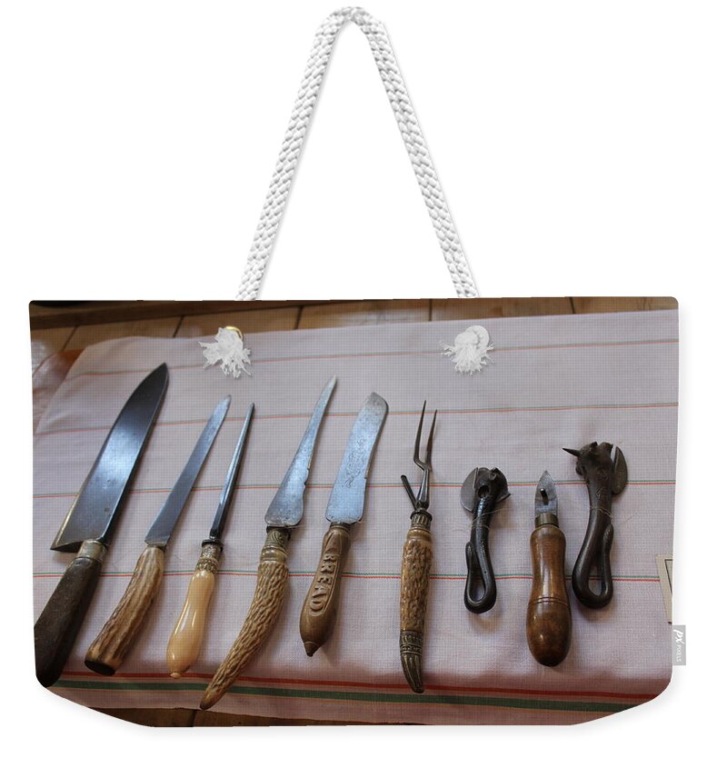 Knives Weekender Tote Bag featuring the photograph Old Knives by Lauri Novak