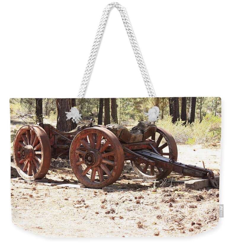 Old Wagon Weekender Tote Bag featuring the photograph Old Logging Wagon by Carol Groenen