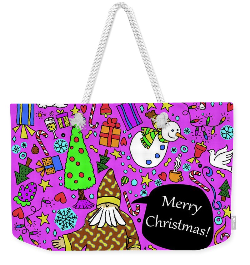 Christmas Card Weekender Tote Bag featuring the digital art Old Man in the Peanut Merry Christmas by Ismael Cavazos