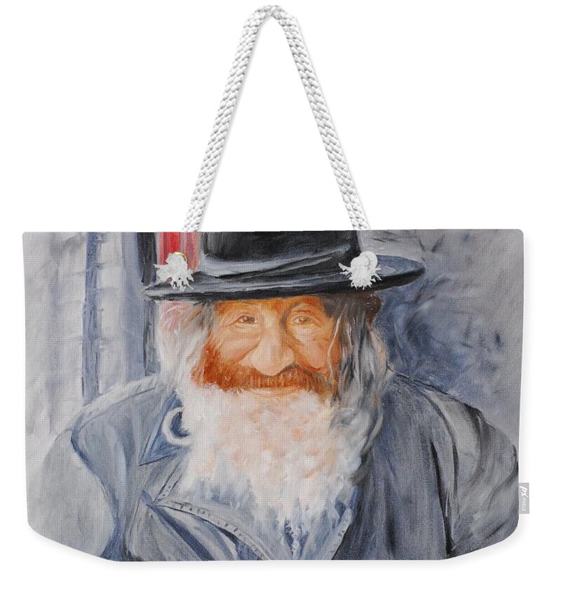Jerusalem Weekender Tote Bag featuring the painting Old Man of Jerusalem by Quwatha Valentine