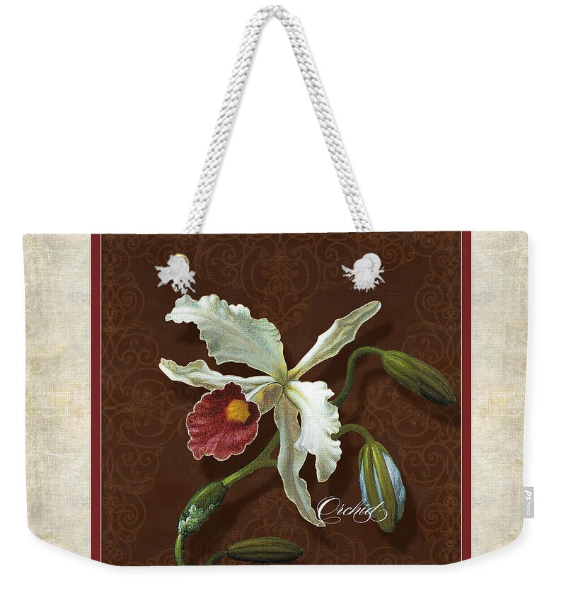 Old Masters Weekender Tote Bag featuring the painting Old masters Reimagined - Cattleya Orchid by Audrey Jeanne Roberts