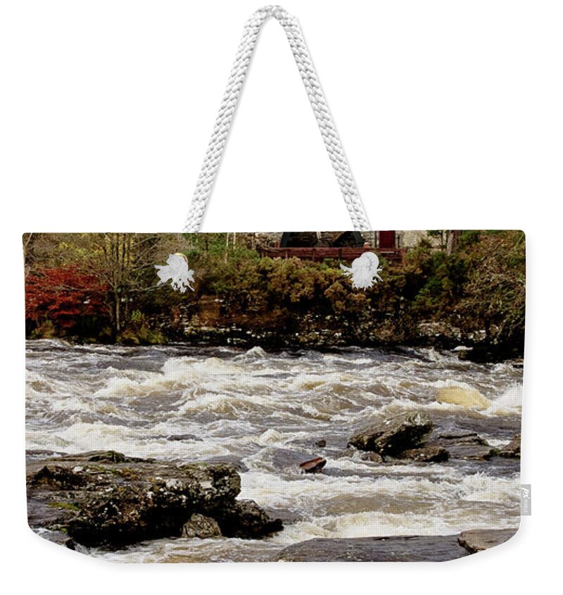 Old Mill Weekender Tote Bag featuring the photograph Old Mill at Dochart waterfalls by Elena Perelman