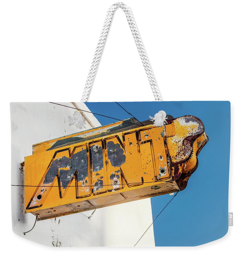 Mint Weekender Tote Bag featuring the photograph Old Mint Sign by Todd Klassy