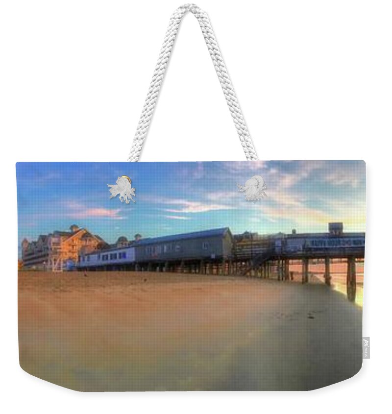 Old Orchard Beach Weekender Tote Bag featuring the photograph Old Orchard Beach Pier Sunrise - Maine by Joann Vitali