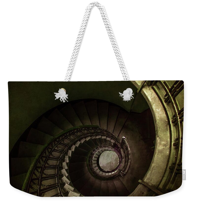 Architecture Weekender Tote Bag featuring the photograph Old rusty spiral staircase by Jaroslaw Blaminsky