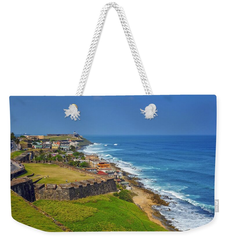 Ocean Weekender Tote Bag featuring the photograph Old San Juan Coastline by Stephen Anderson