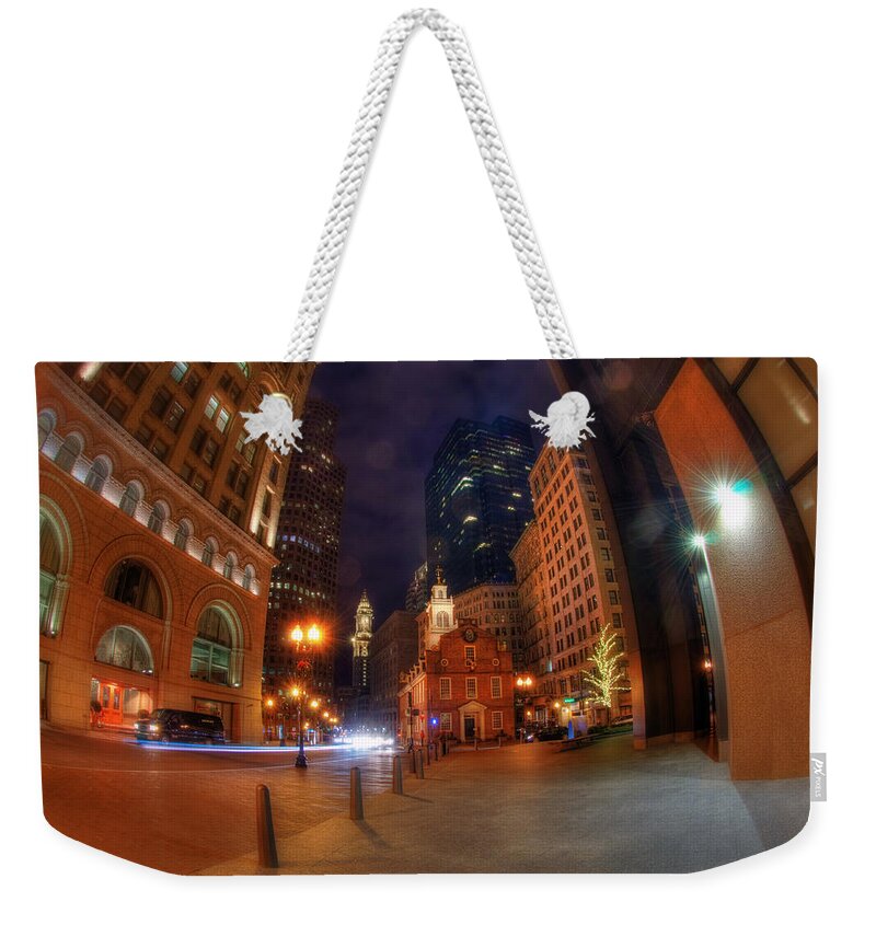 Old State House Weekender Tote Bag featuring the photograph Old State House - Boston at Night by Joann Vitali