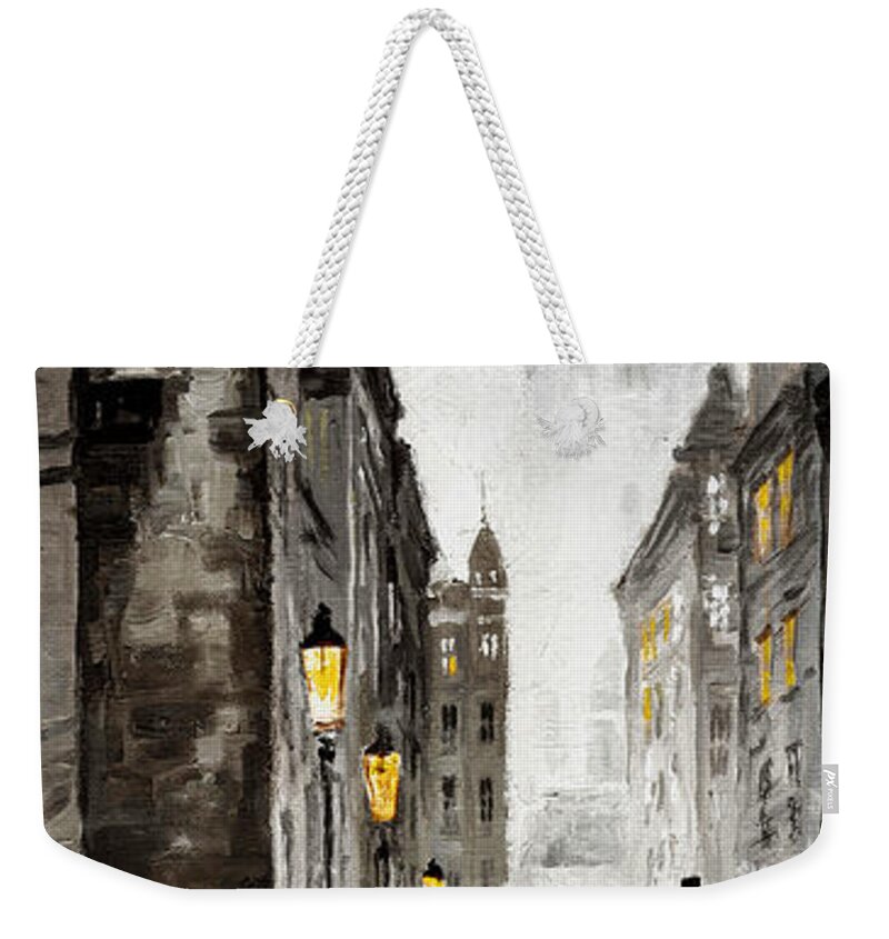 Prague Weekender Tote Bag featuring the mixed media Old Street by Yuriy Shevchuk