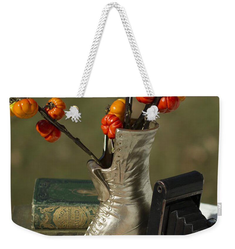Antique Weekender Tote Bag featuring the photograph Old Timey Still Life by Kathy Clark
