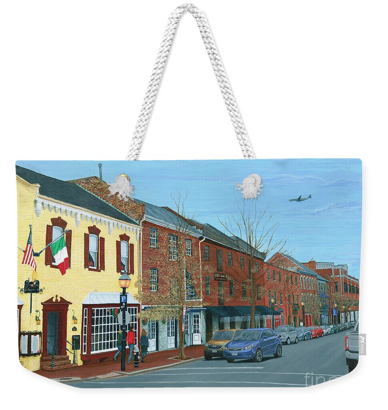 Old Weekender Tote Bag featuring the painting Old Town Alexandria in December by Aicy Karbstein