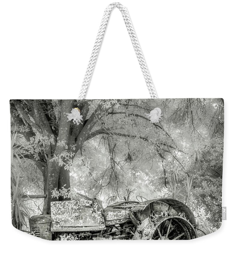 Infrared Weekender Tote Bag featuring the photograph Old Tractor by Steve Zimic
