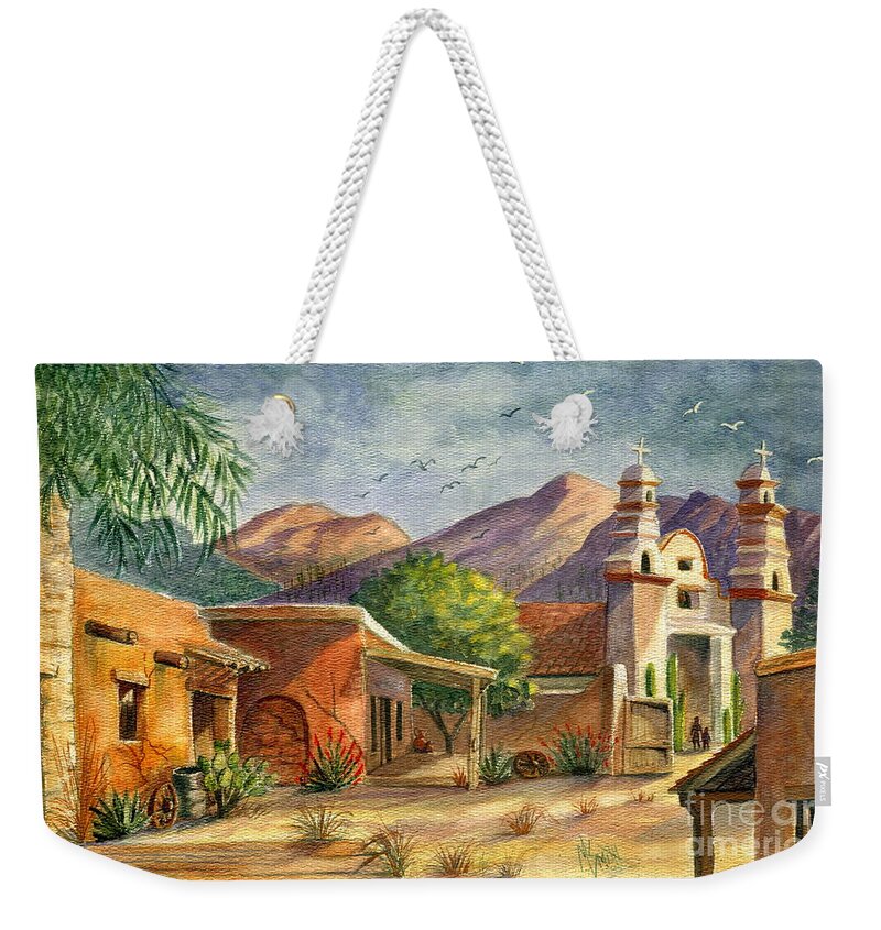 Old Tucson Movie Studios Weekender Tote Bag featuring the painting Old Tucson by Marilyn Smith