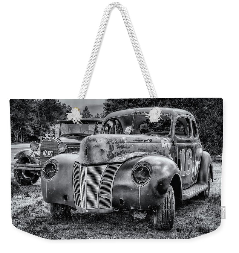 1929 Weekender Tote Bag featuring the photograph Old Warrior - 1940 Ford Race Car by Ken Morris