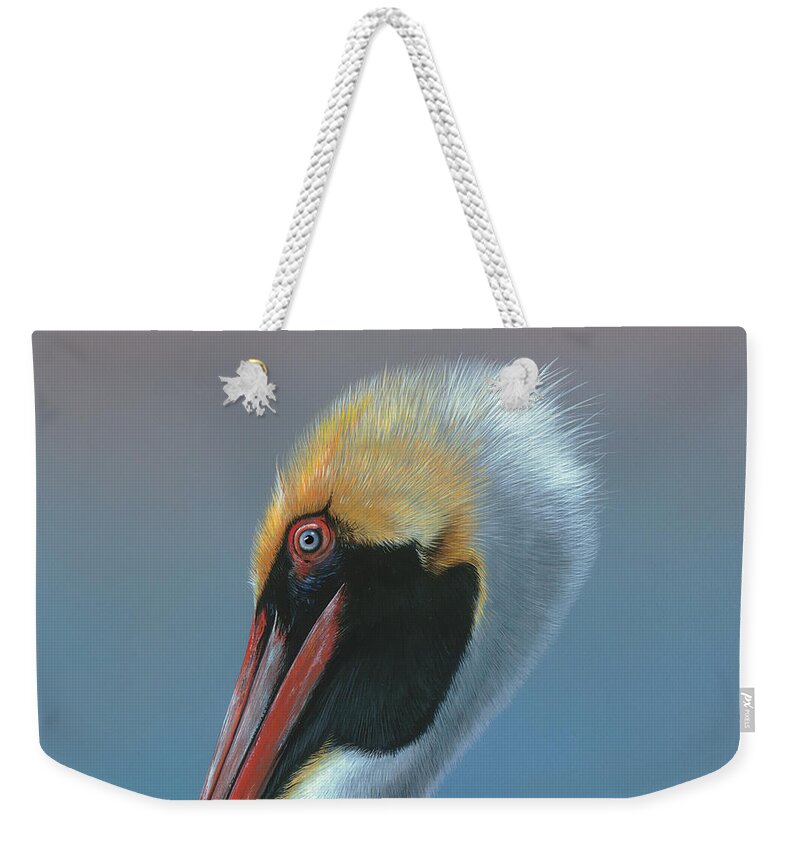 Florida Weekender Tote Bag featuring the painting Ole Blue Eyes by Mike Brown