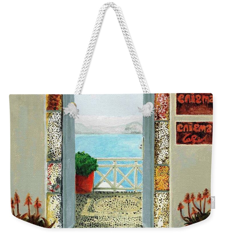 Door Weekender Tote Bag featuring the painting Olia Street by Carol McCarty