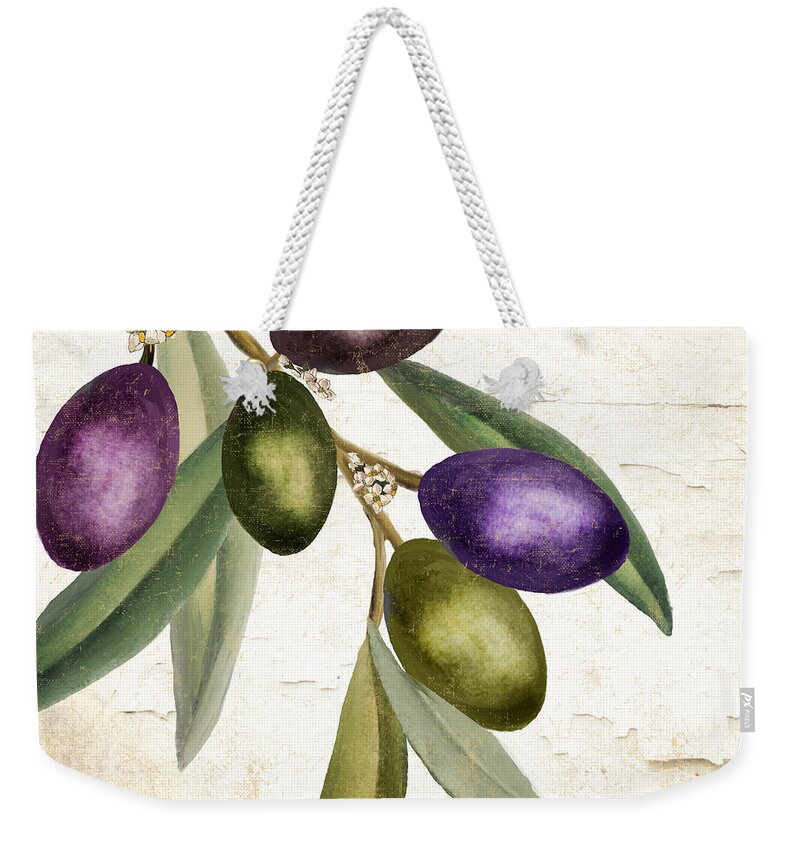 Olives Weekender Tote Bag featuring the painting Olive Branch III by Mindy Sommers