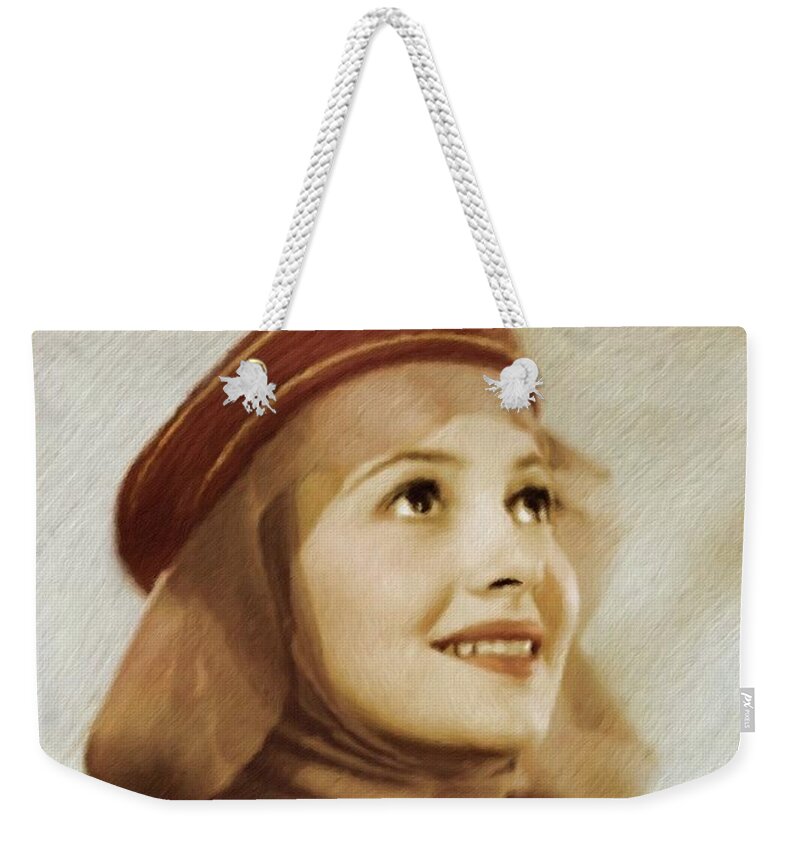 Olivia Weekender Tote Bag featuring the painting Olivia De Haviland, Vintage Actress by Esoterica Art Agency