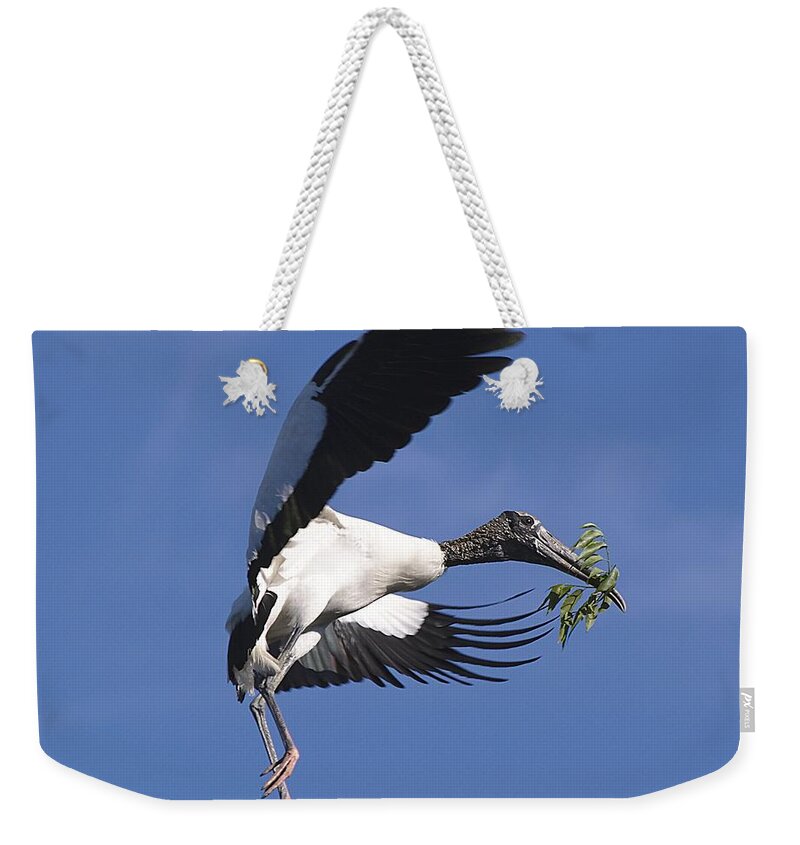 Stork Weekender Tote Bag featuring the photograph On A Mission by Kenneth Albin