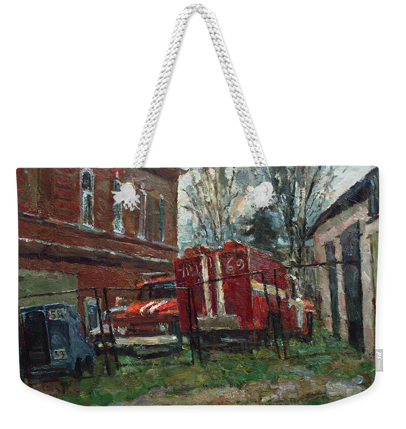 Plein Air Weekender Tote Bag featuring the painting On a rest by Juliya Zhukova