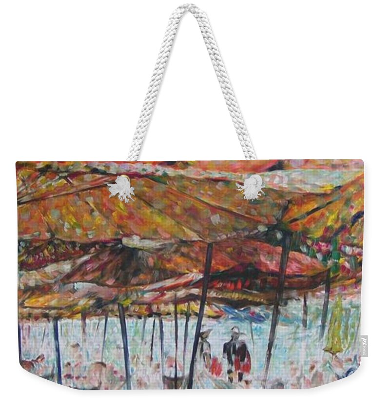 On The Beach Weekender Tote Bag featuring the painting On the Beach 1 by Sukalya Chearanantana
