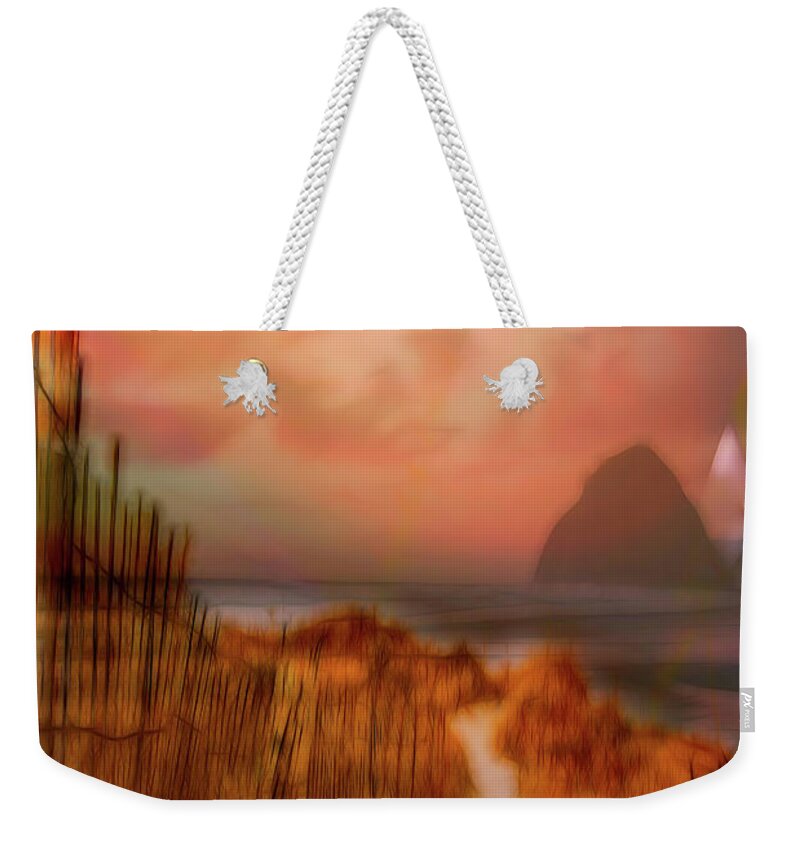 Clouds Weekender Tote Bag featuring the photograph On the Beach Abstract Painting by Debra and Dave Vanderlaan