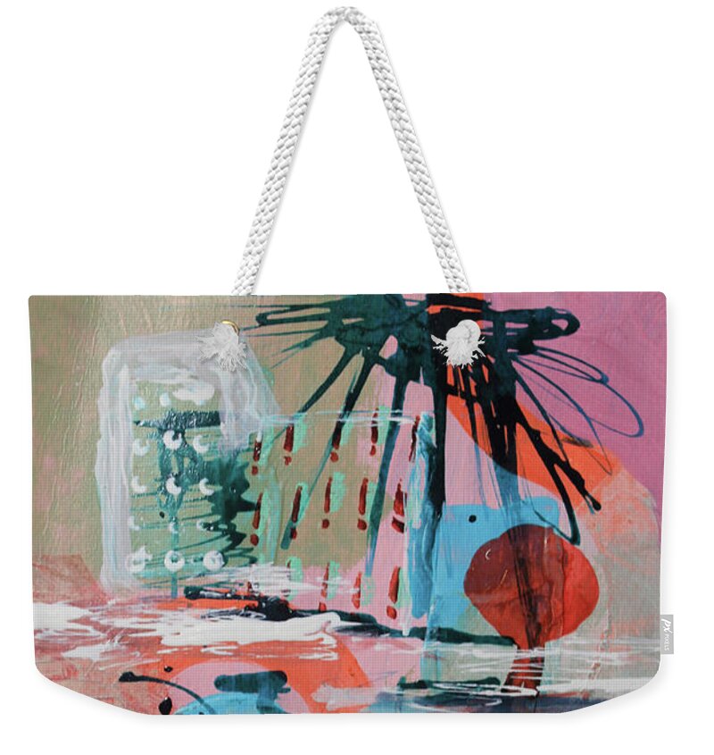 Landscape Weekender Tote Bag featuring the mixed media On the Beach by April Burton