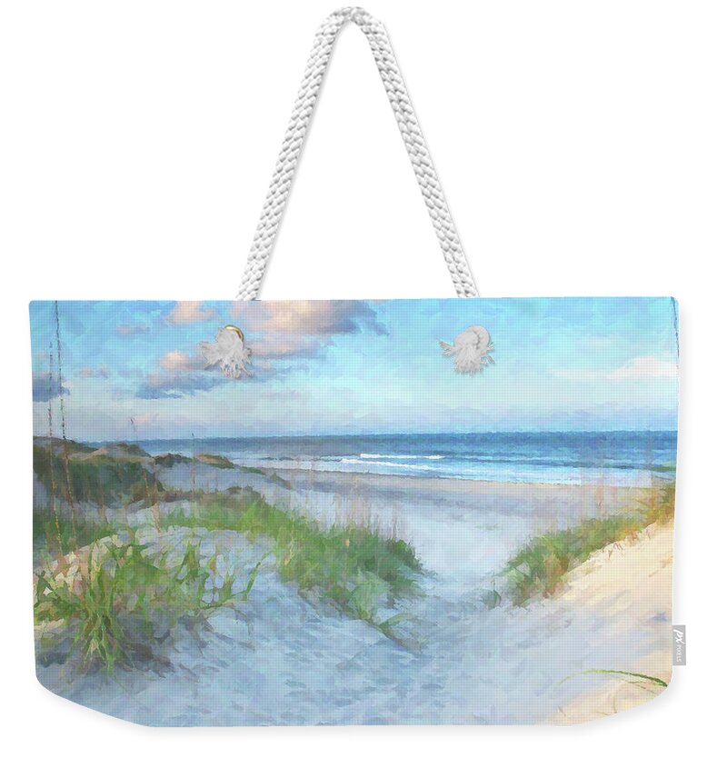 Beach Weekender Tote Bag featuring the digital art On The Beach Watercolor by Randy Steele