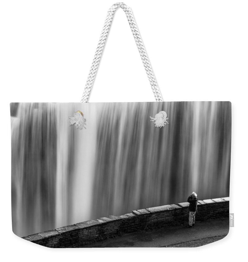 Letchworth Weekender Tote Bag featuring the photograph On The Brink by Dave Niedbala