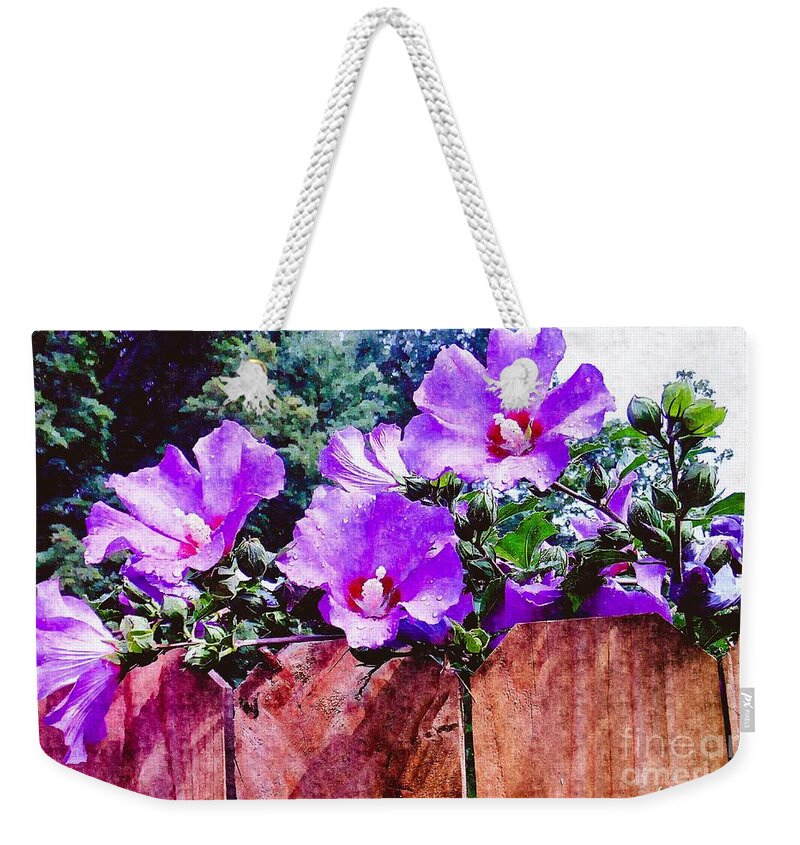 Mix Media Weekender Tote Bag featuring the mixed media On The Fence by MaryLee Parker