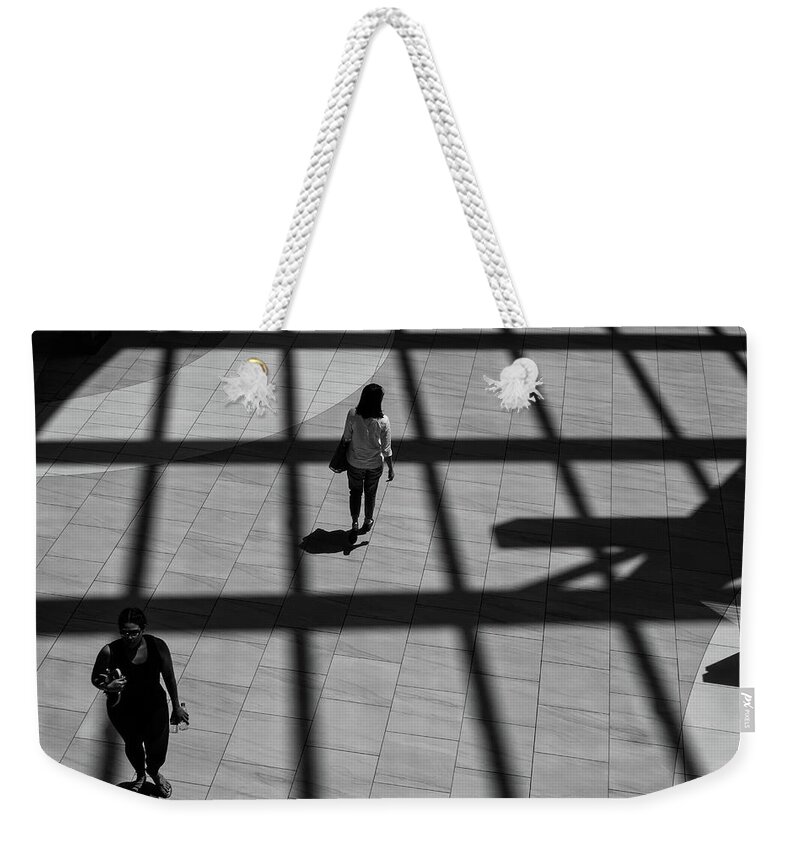 B&w Weekender Tote Bag featuring the photograph On the Grid by Eric Lake