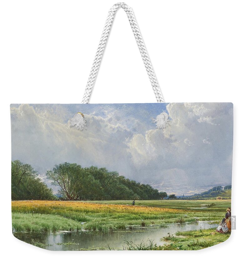 Alfred Thompson Bricher Weekender Tote Bag featuring the drawing On the Meadows of Old Newburyport by Alfred Thompson Bricher