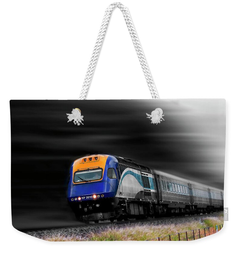 Trains Australia Weekender Tote Bag featuring the digital art On the move 01 by Kevin Chippindall