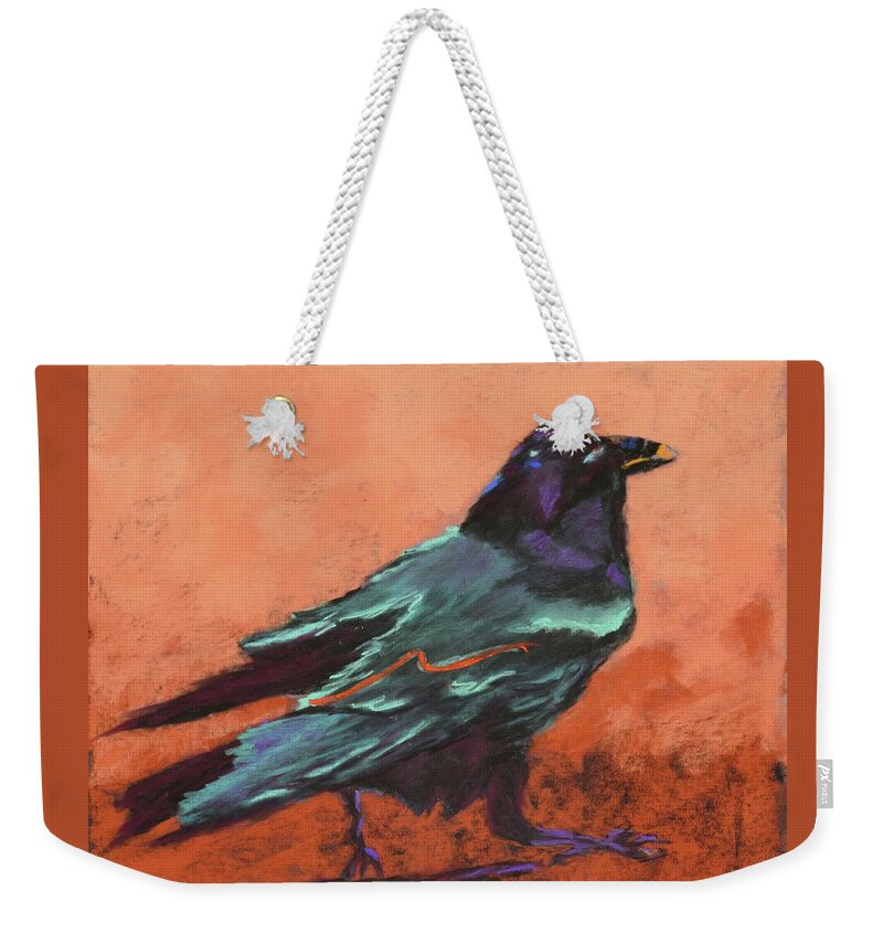 Crow Weekender Tote Bag featuring the painting On the Move by Nancy Jolley