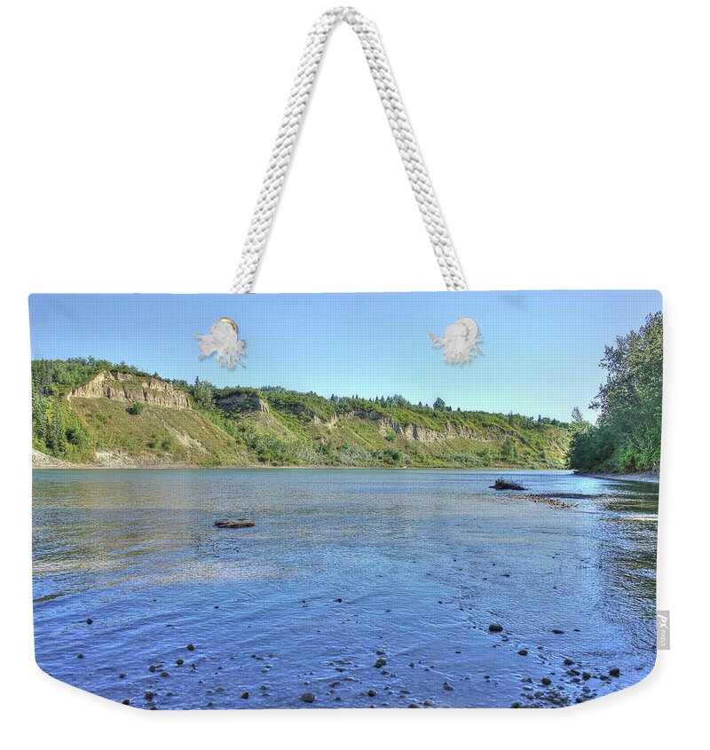Water Weekender Tote Bag featuring the photograph On the North Saskatchewan River by Jim Sauchyn