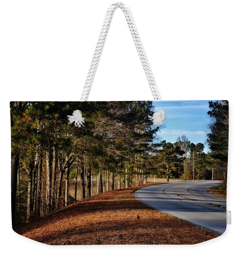Road Weekender Tote Bag featuring the photograph On The Road Again by Eileen Brymer
