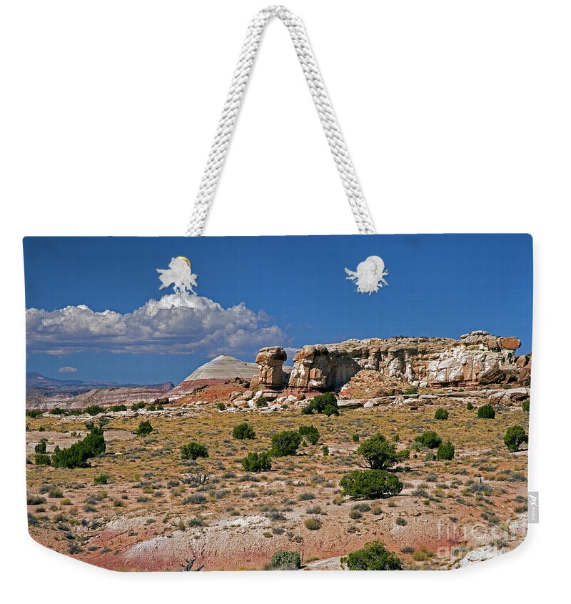 Capital Reef National Park Weekender Tote Bag featuring the photograph On the road to Cathedral Valley by Cindy Murphy - NightVisions