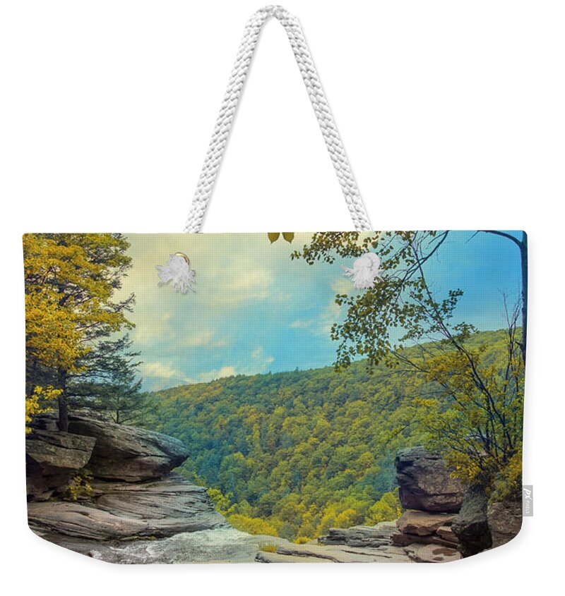 Falls Weekender Tote Bag featuring the photograph On top of Kaaterskill Falls by John Rivera
