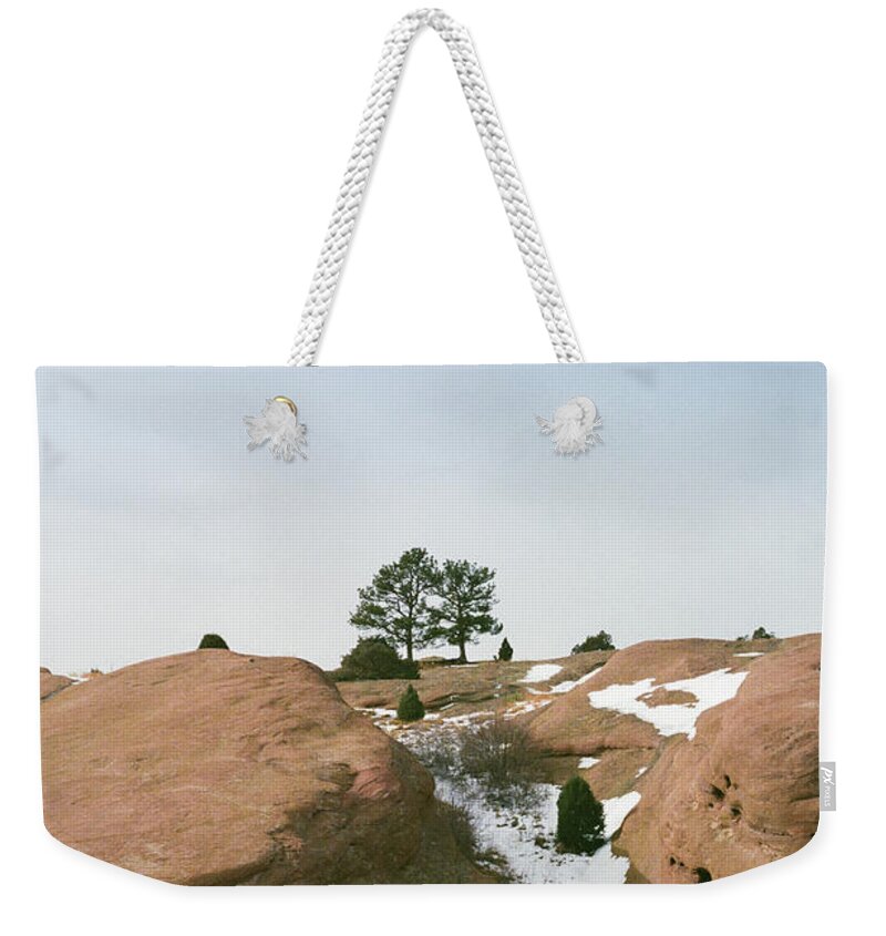 Red Rocks Park Weekender Tote Bag featuring the photograph On Top of The Rock by Ana V Ramirez