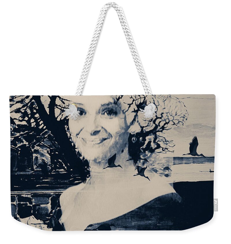 Photographic Art Weekender Tote Bag featuring the digital art One day I will return to watch the cranes diving ... by Chris Armytage