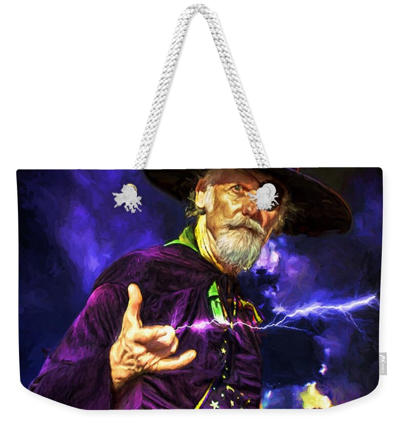 Wizard Weekender Tote Bag featuring the digital art One Eyed Wizard by John Haldane