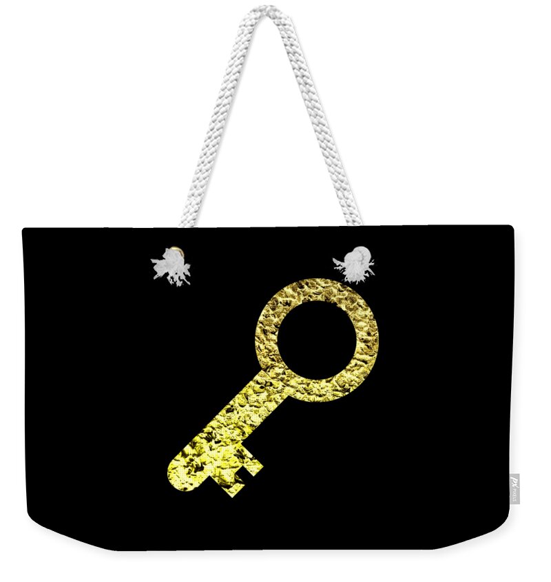 Key Weekender Tote Bag featuring the digital art One Key One Heart 2 by Rachel Hannah
