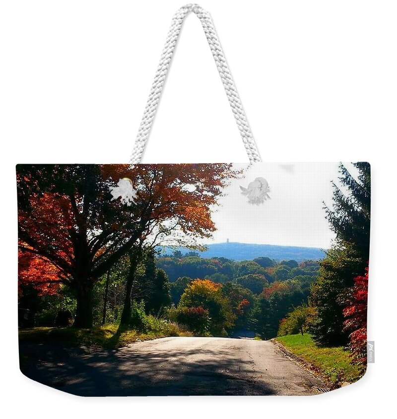 Autumn Weekender Tote Bag featuring the photograph One Mountaintop to Another by Dani McEvoy
