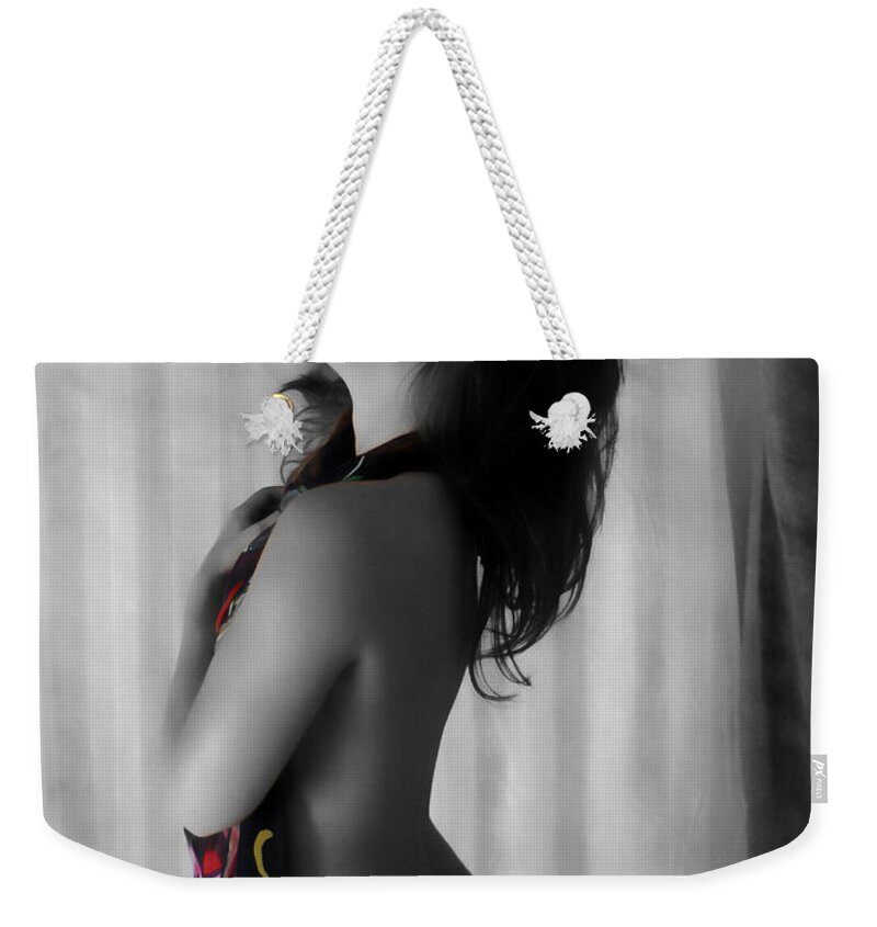 Girl Weekender Tote Bag featuring the photograph One Scarf by Donna Blackhall