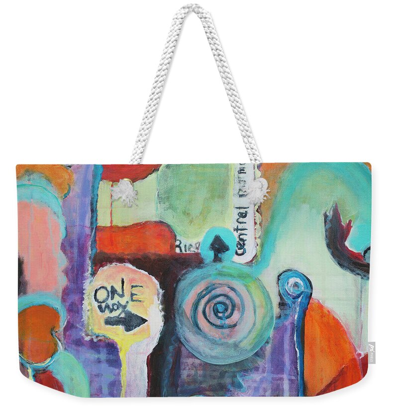 One Way Painting Weekender Tote Bag featuring the painting One Way to Go by Susan Stone