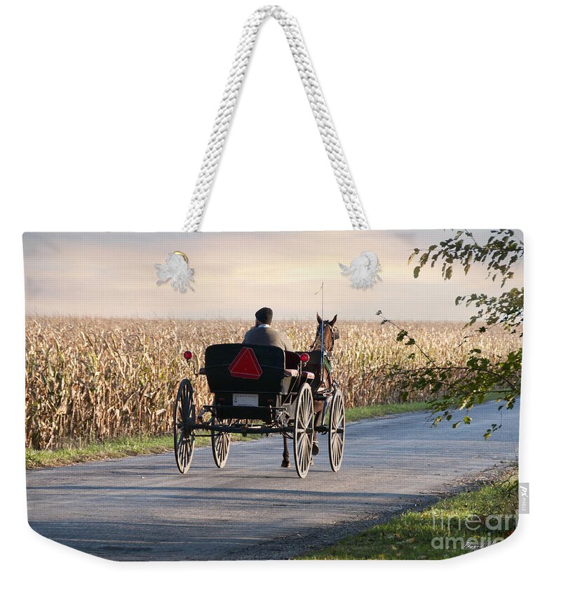 Amish Weekender Tote Bag featuring the photograph Open Road Open Buggy by David Arment