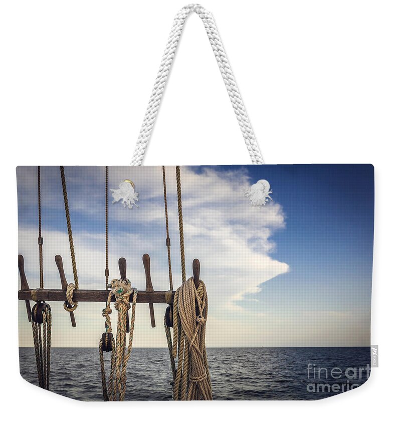 Boat Weekender Tote Bag featuring the photograph Open Seas by Joan McCool