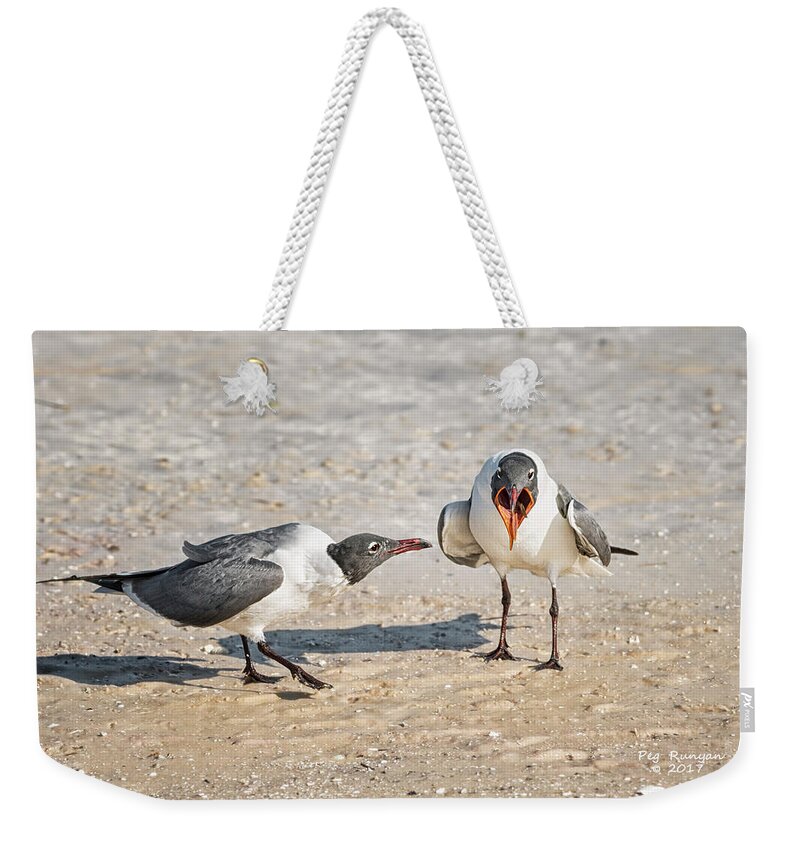 Laughing Gulls Weekender Tote Bag featuring the photograph Open Up and Say Ahhh by Peg Runyan