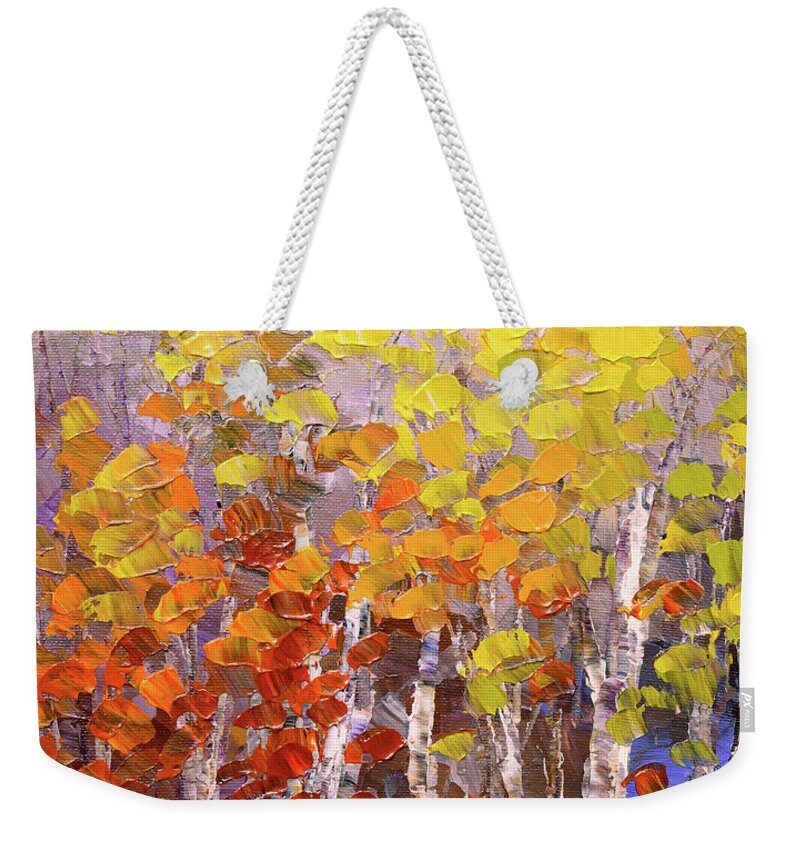 Forest Weekender Tote Bag featuring the painting Operation October by Tatiana Iliina