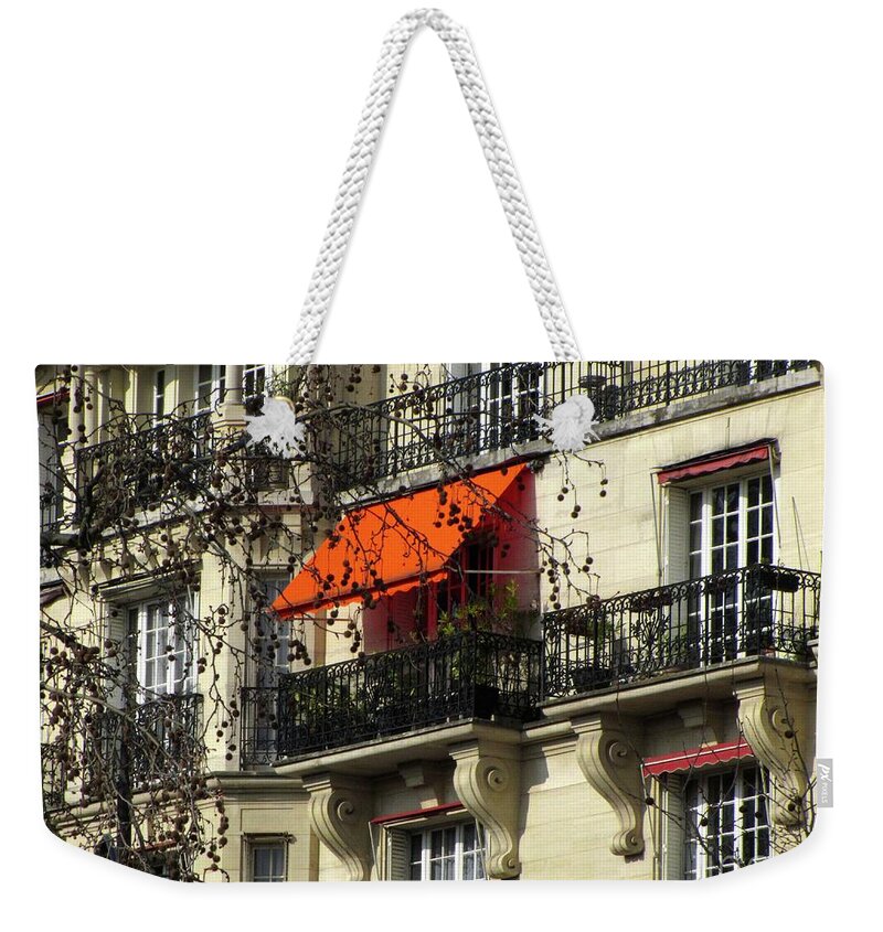 Paris Weekender Tote Bag featuring the photograph Orange Canopy by Jennefer Chaudhry