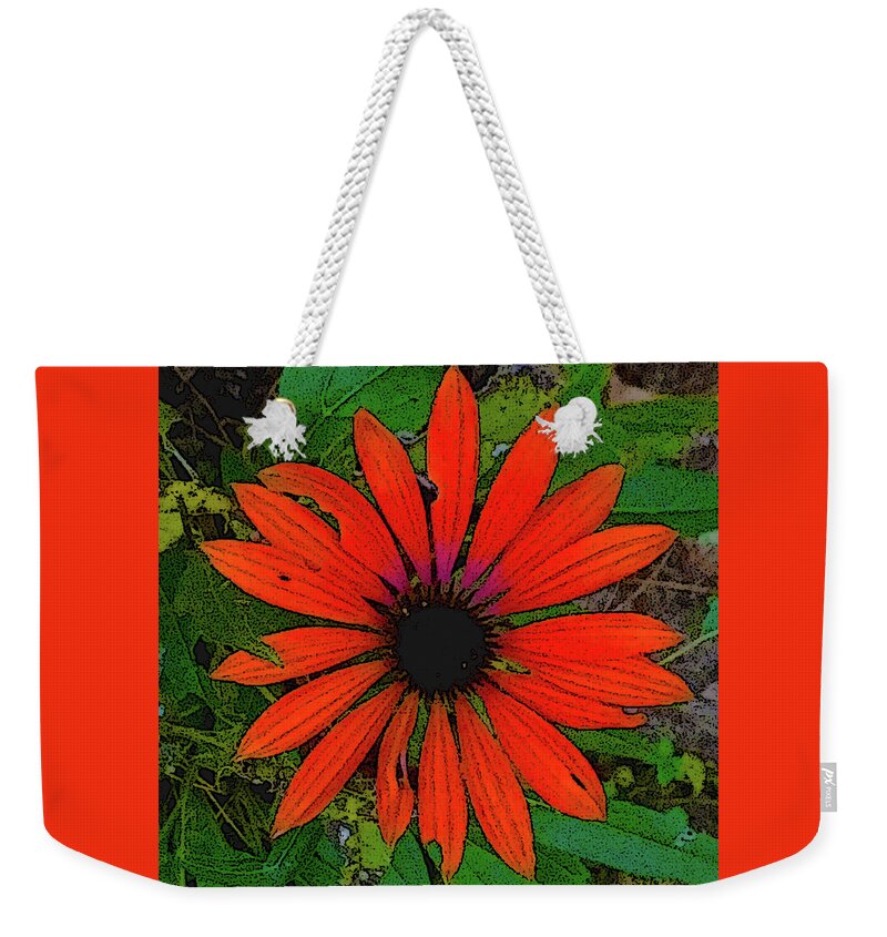 Flower Weekender Tote Bag featuring the digital art Orange Daisy by Rod Whyte